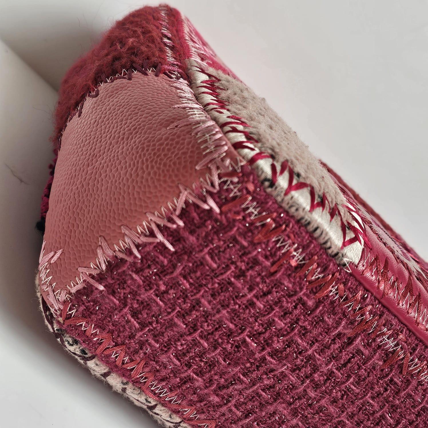 2016 Chanel Red Jumbo Patchwork Flap Bag im Angebot 7
