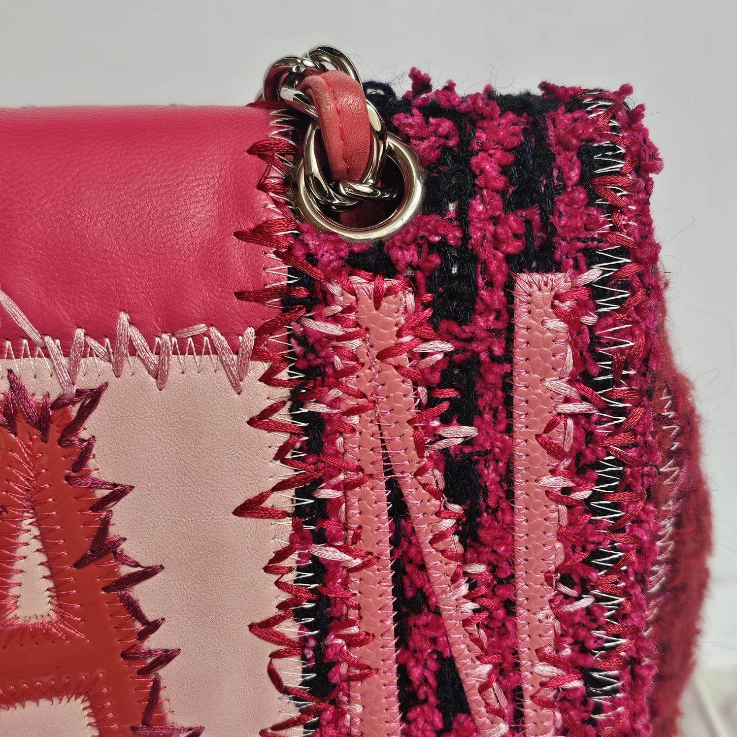 2016 Chanel Red Jumbo Patchwork Flap Bag im Angebot 8