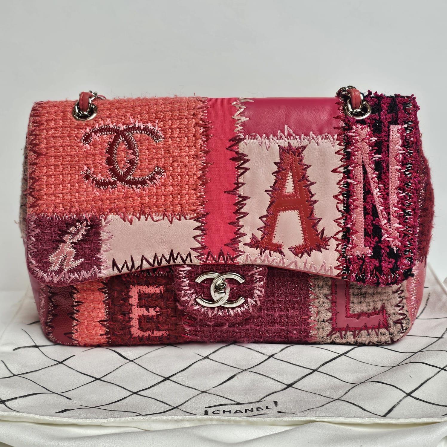 2016 Chanel Red Jumbo Patchwork Flap Bag im Angebot 9