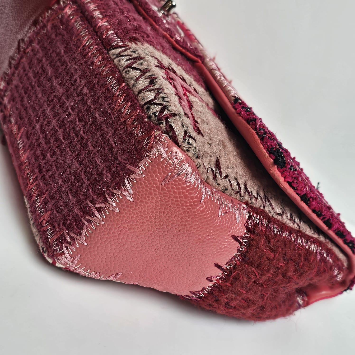 2016 Chanel Red Jumbo Patchwork Flap Bag im Angebot 10