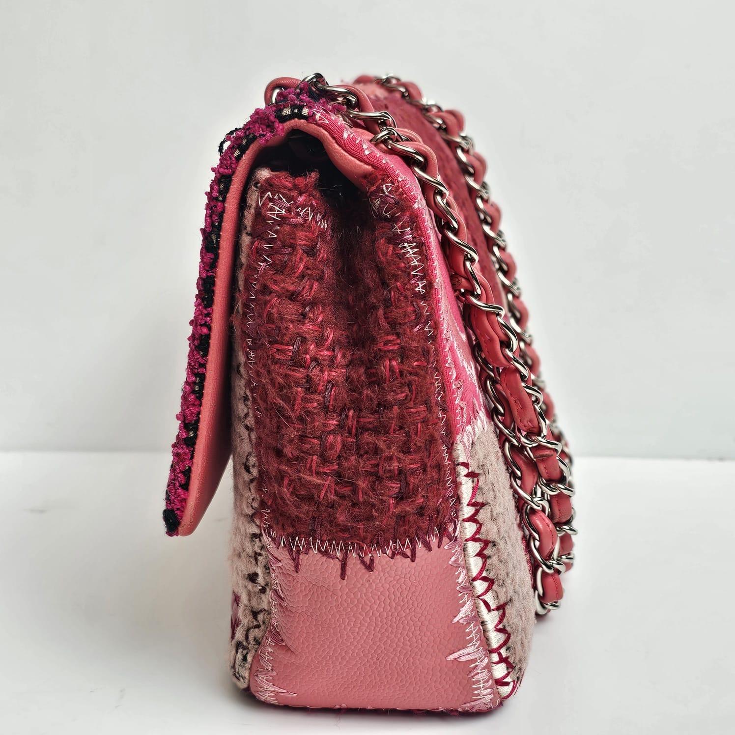 2016 Chanel Red Jumbo Patchwork Flap Bag im Angebot 12