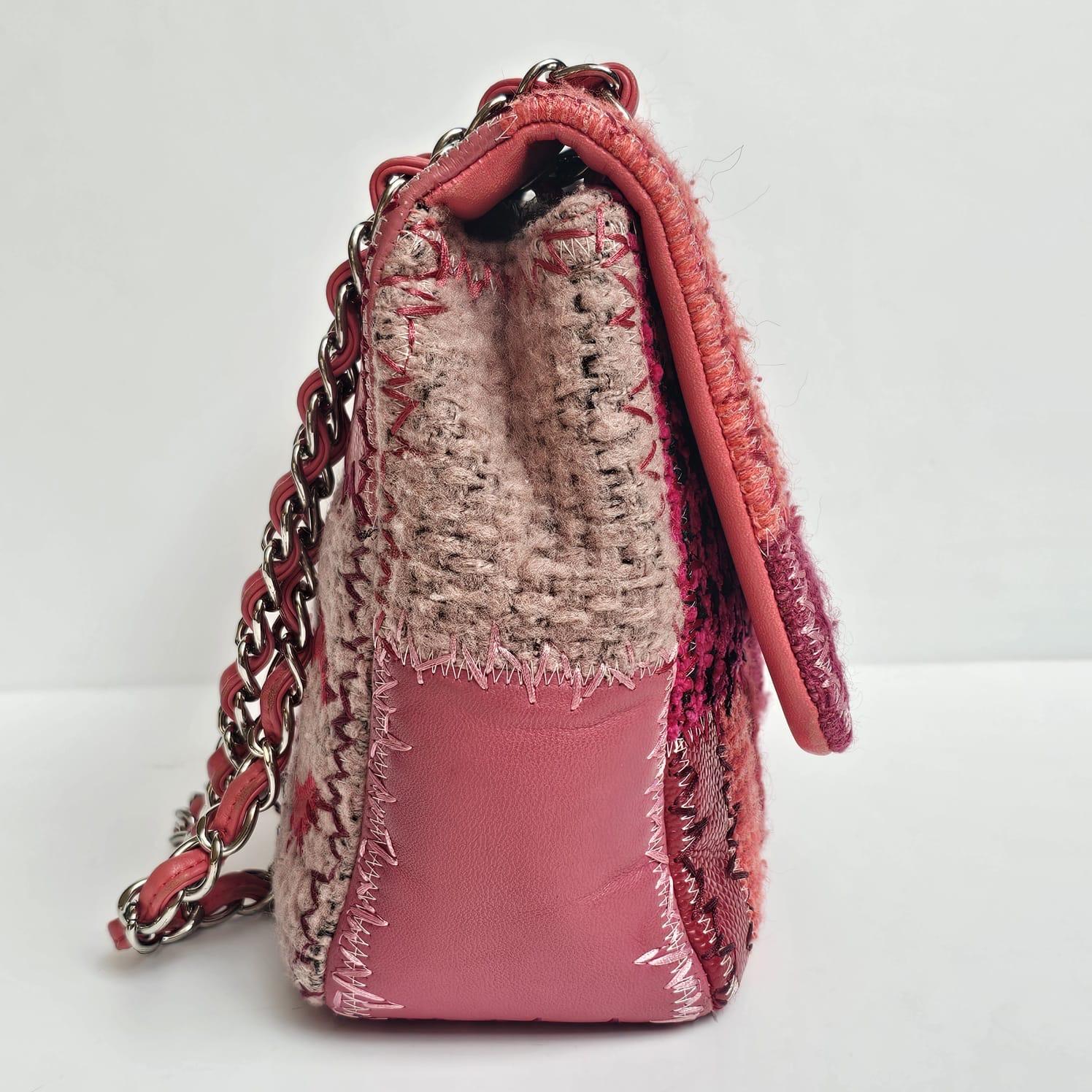 2016 Chanel Red Jumbo Patchwork Flap Bag im Angebot 14