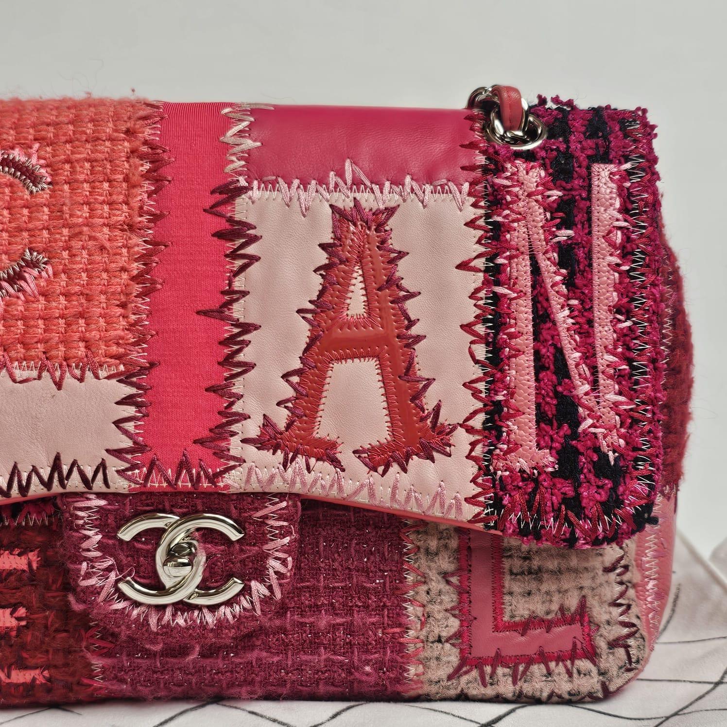 2016 Chanel Red Jumbo Patchwork Flap Bag im Angebot 15