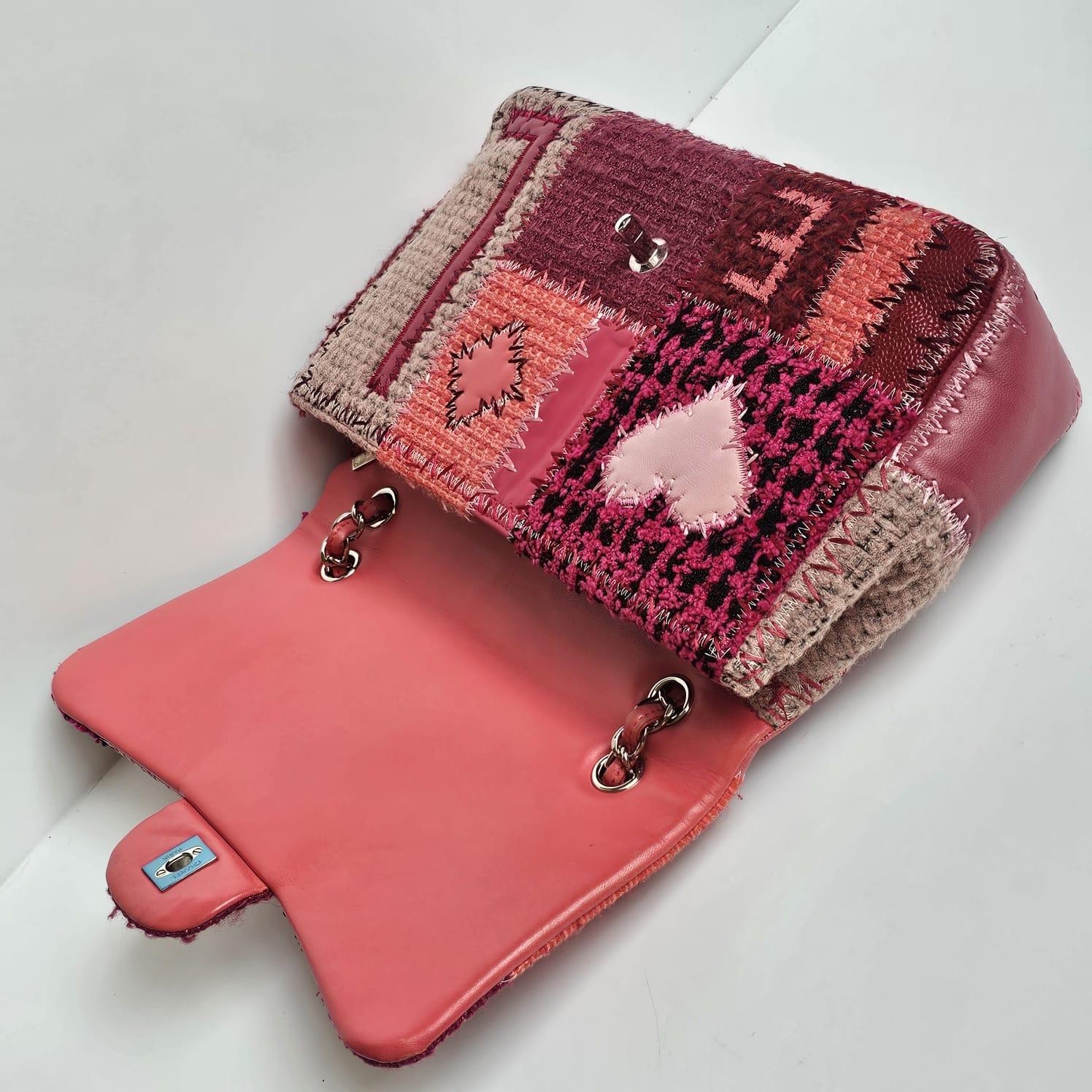 2016 Chanel Red Jumbo Patchwork Flap Bag im Angebot 3