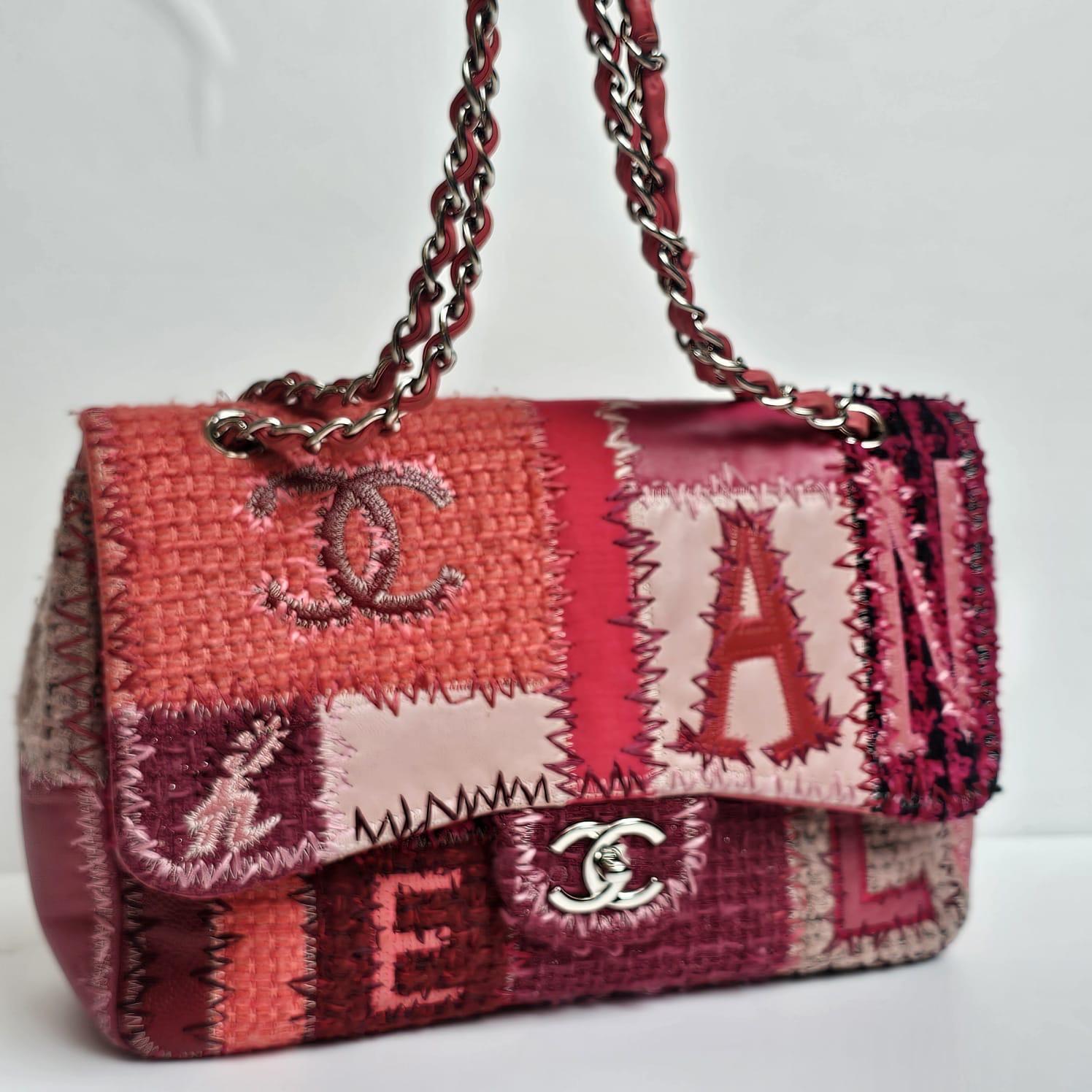 2016 Chanel Red Jumbo Patchwork Flap Bag im Angebot 4