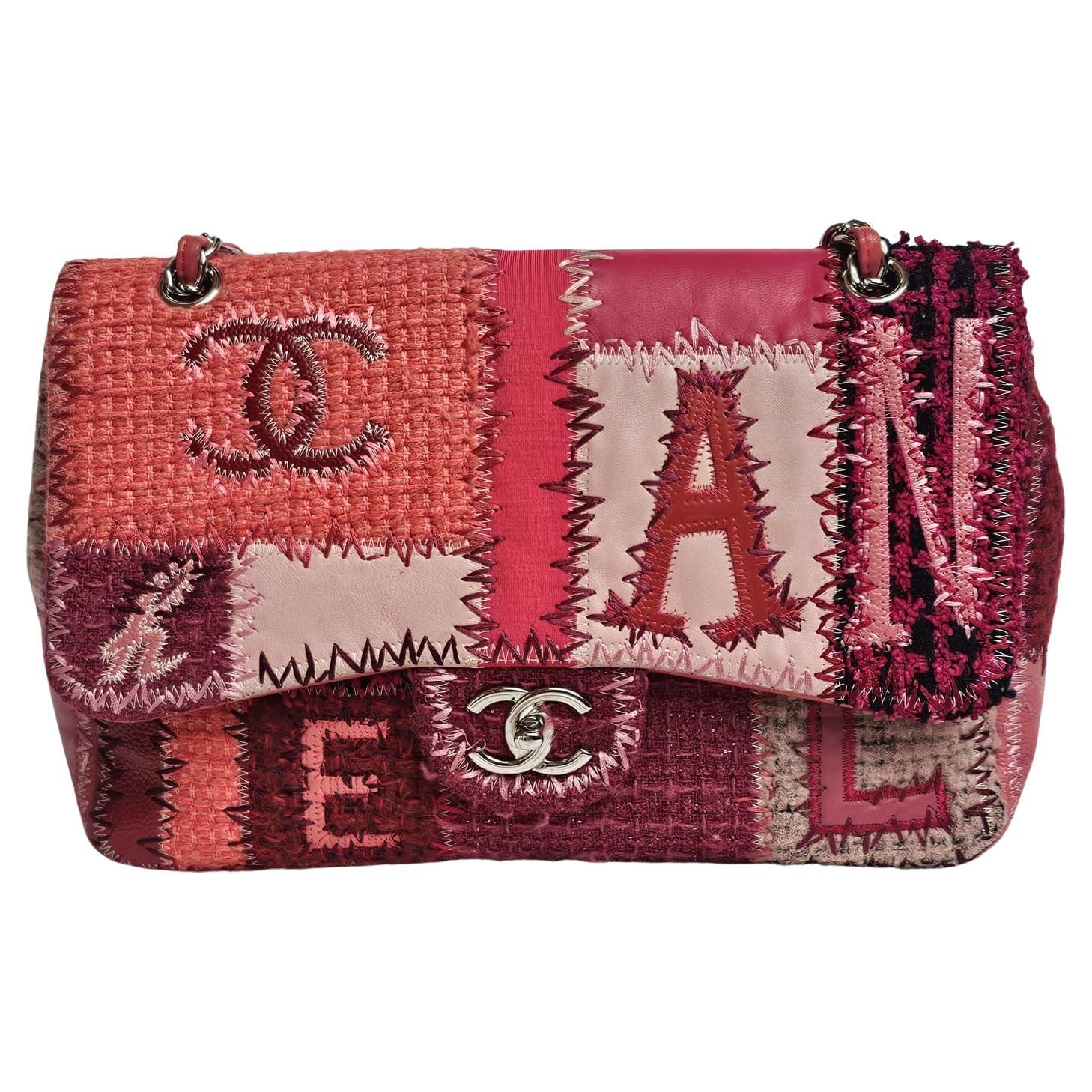 2016 Chanel Red Jumbo Patchwork Flap Bag im Angebot