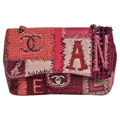 2016 Chanel Red Jumbo Patchwork Flap Bag