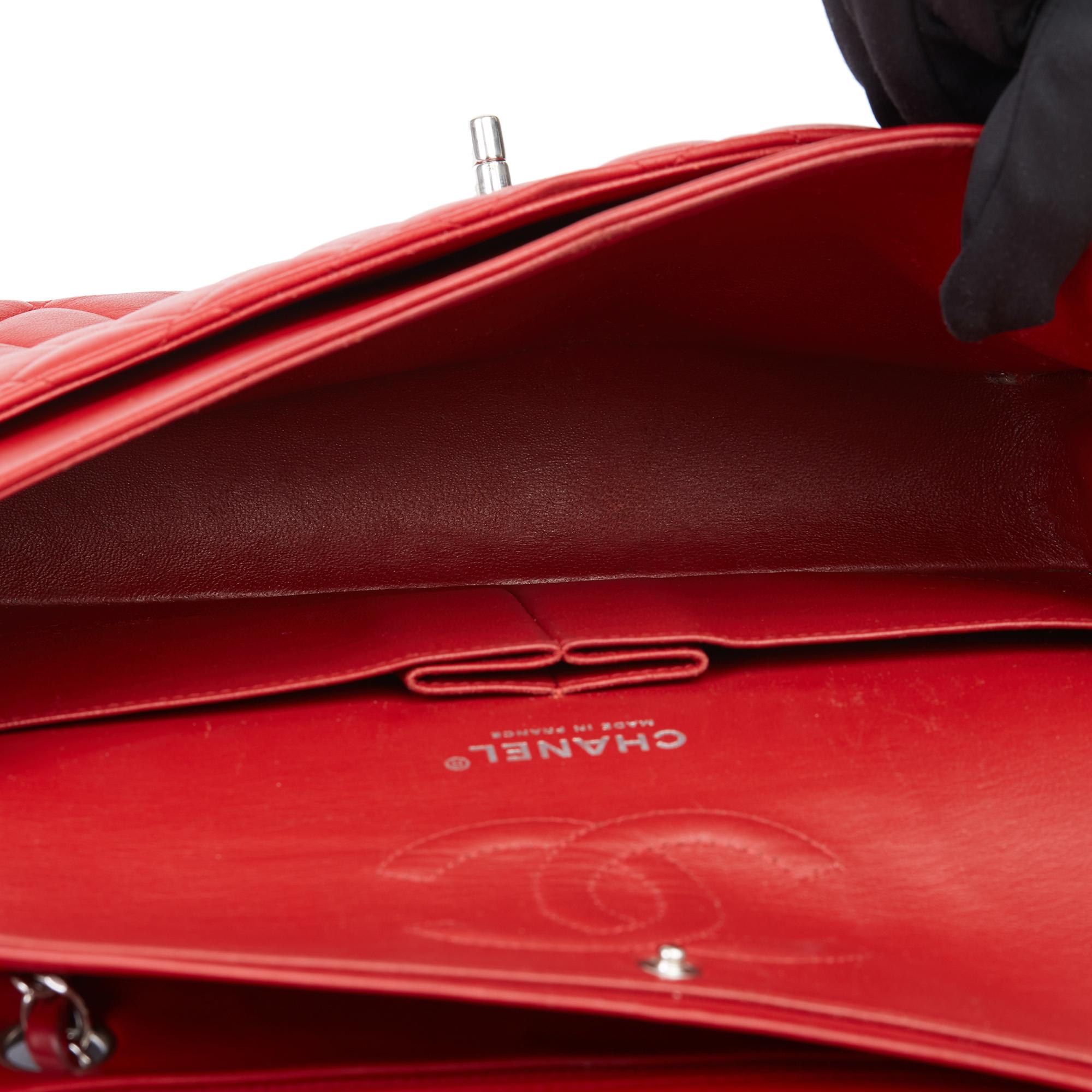 2016 Chanel Red, Navy & Light Blue Lambskin Medium Classic Double Flap Bag  5
