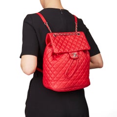 2016 Chanel Red Quilted Lambskin Large Urban Spirit Backpack