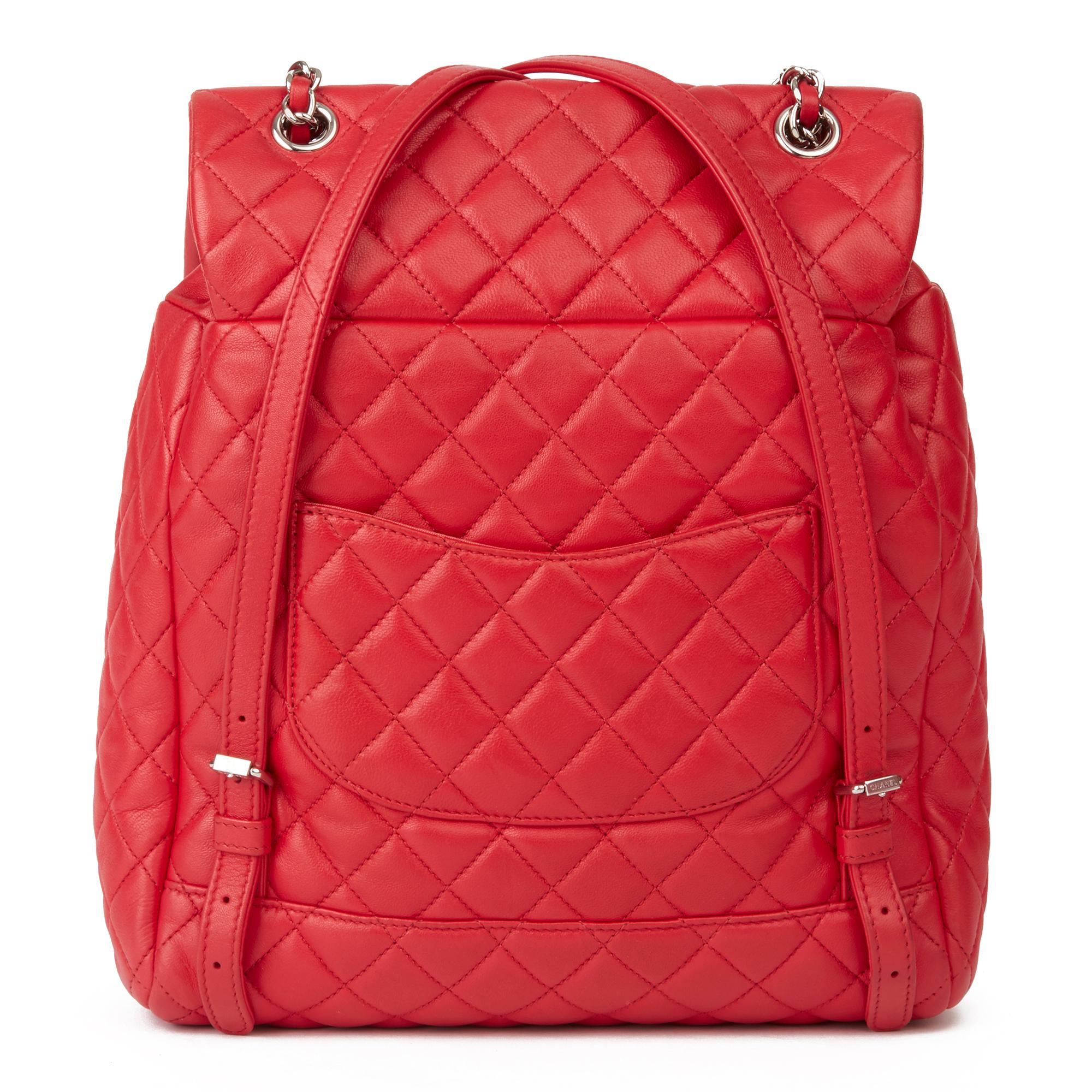 2016 Chanel Red Quilted Lambskin Large Urban Spirit Backpack  1