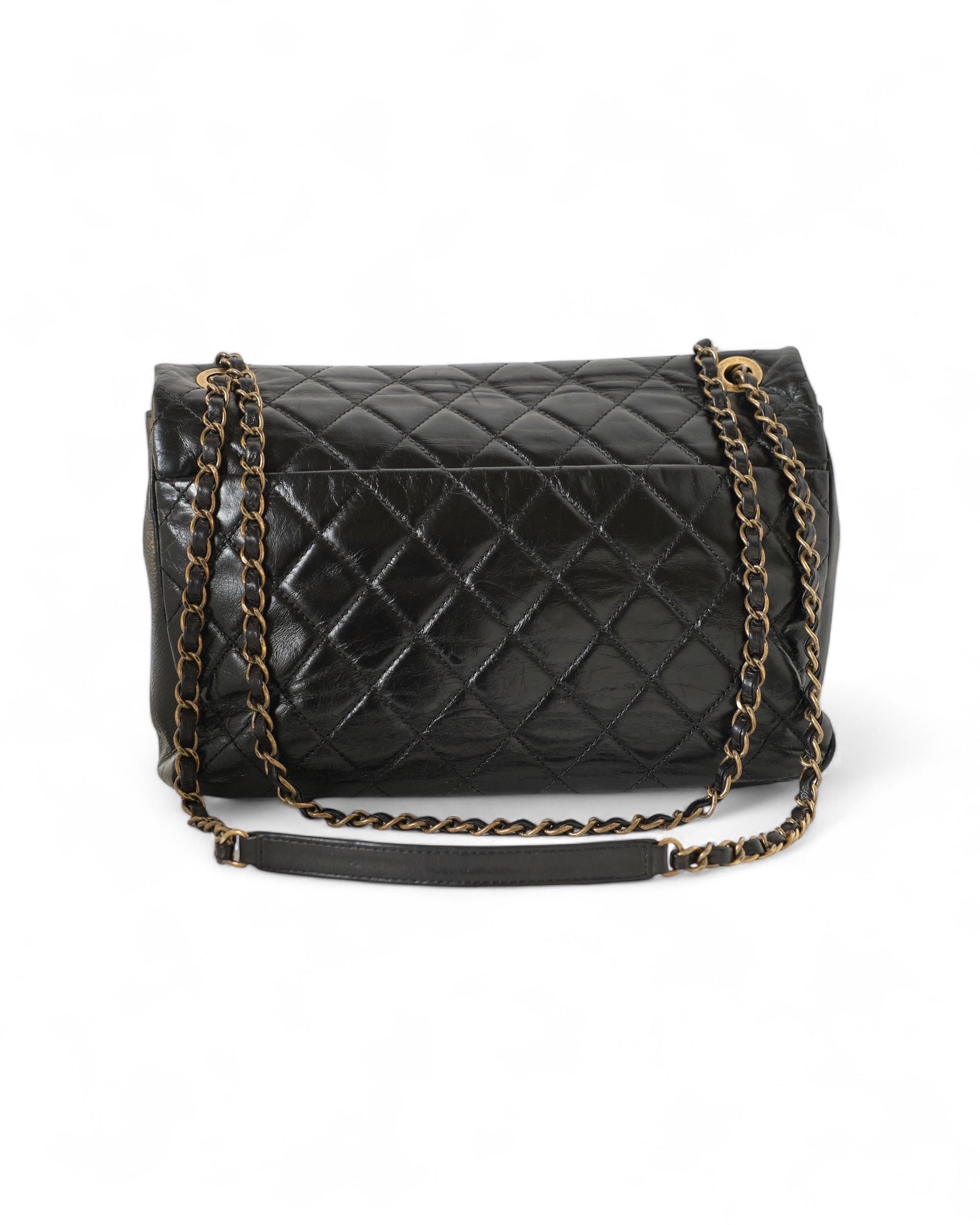 2016 Chanel Urban Mix  Flap Black Quilted Leather Shoulder Bag For Sale 3