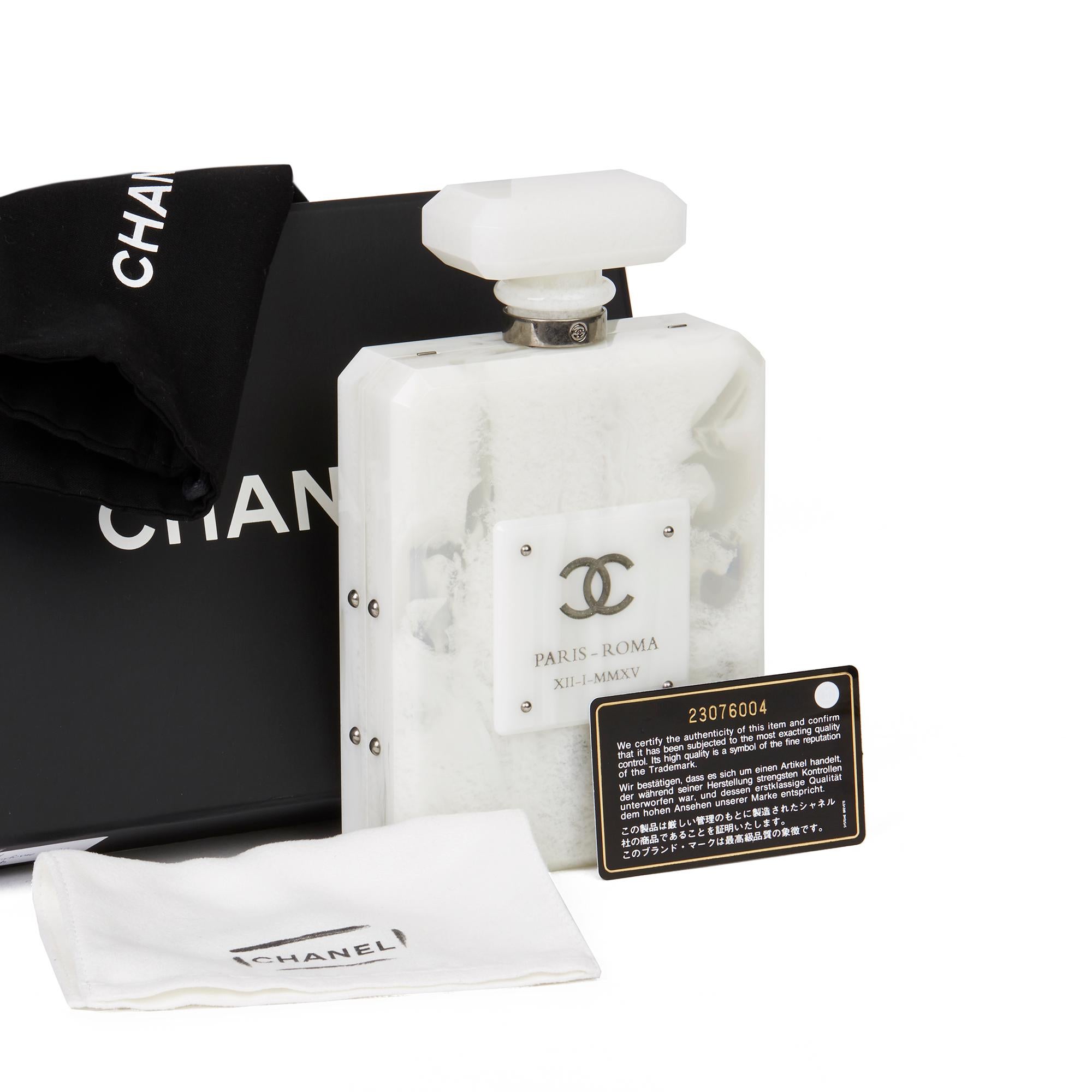 Chanel White Marble Plexiglass Paris-Rome Perfume Bottle Bag For Sale 3