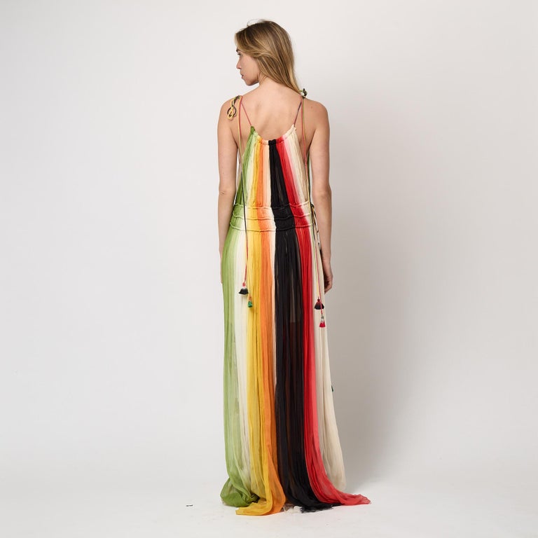 sachin and babi light blue dress 2016 Chloe Runway Documented Rainbow Chiffon Maxi Dress For Sale at 1stDibs