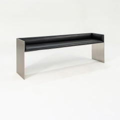 2016 Custom Brushed Stainless Steel Bench w/ Leather Upholstery, 2x Available
