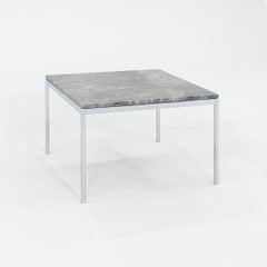 2016 Florence Knoll Square Side End Table in Chrome and Grigio Marquina Marble