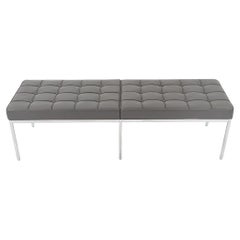 2016 Florence Knoll Three Seat Bench in Grey Leather and Chrome 2x Available