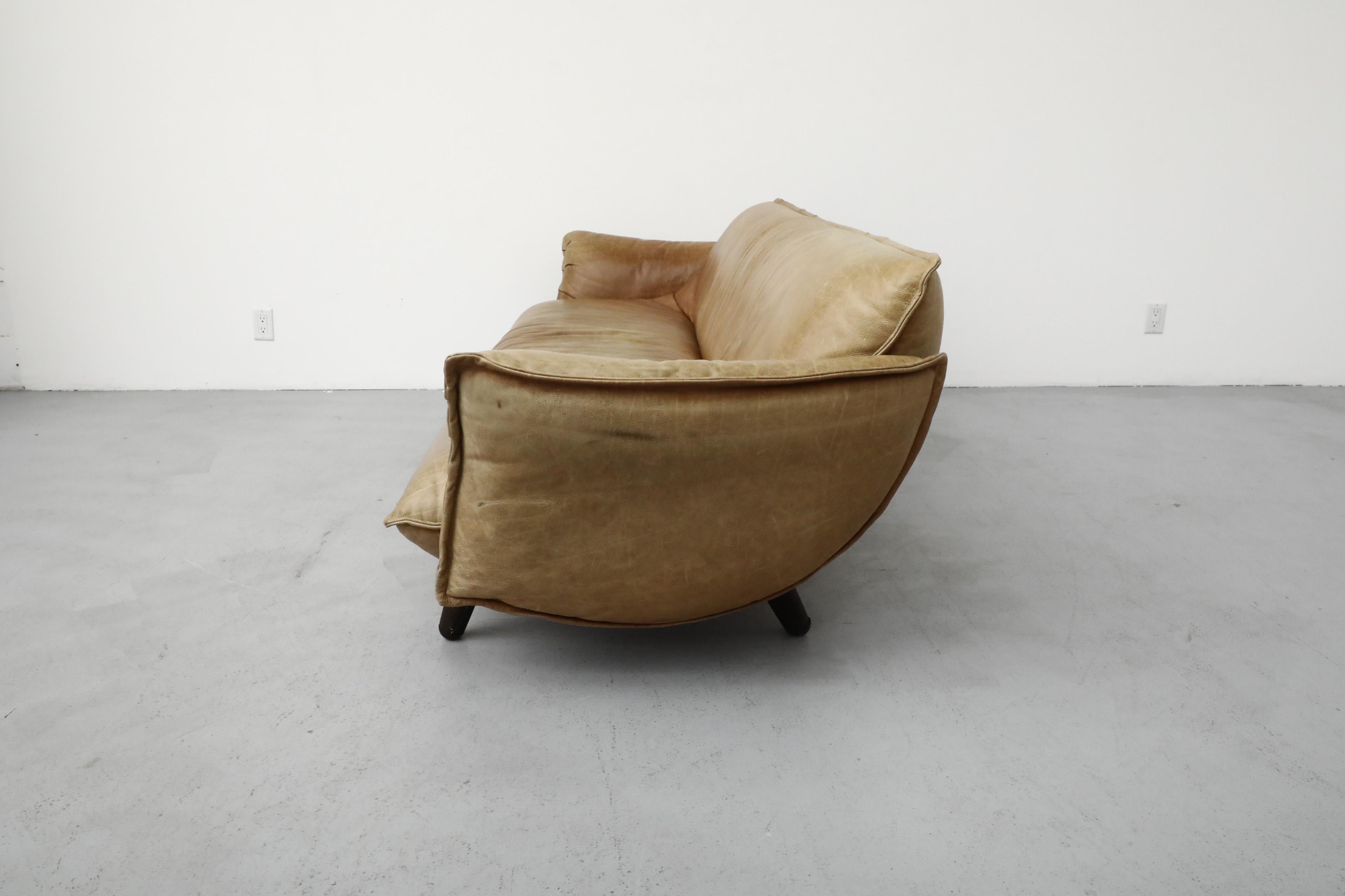 Dutch 2016 Gerard Van Den Berg 'Swoon' Natural Leather Sofa for Label