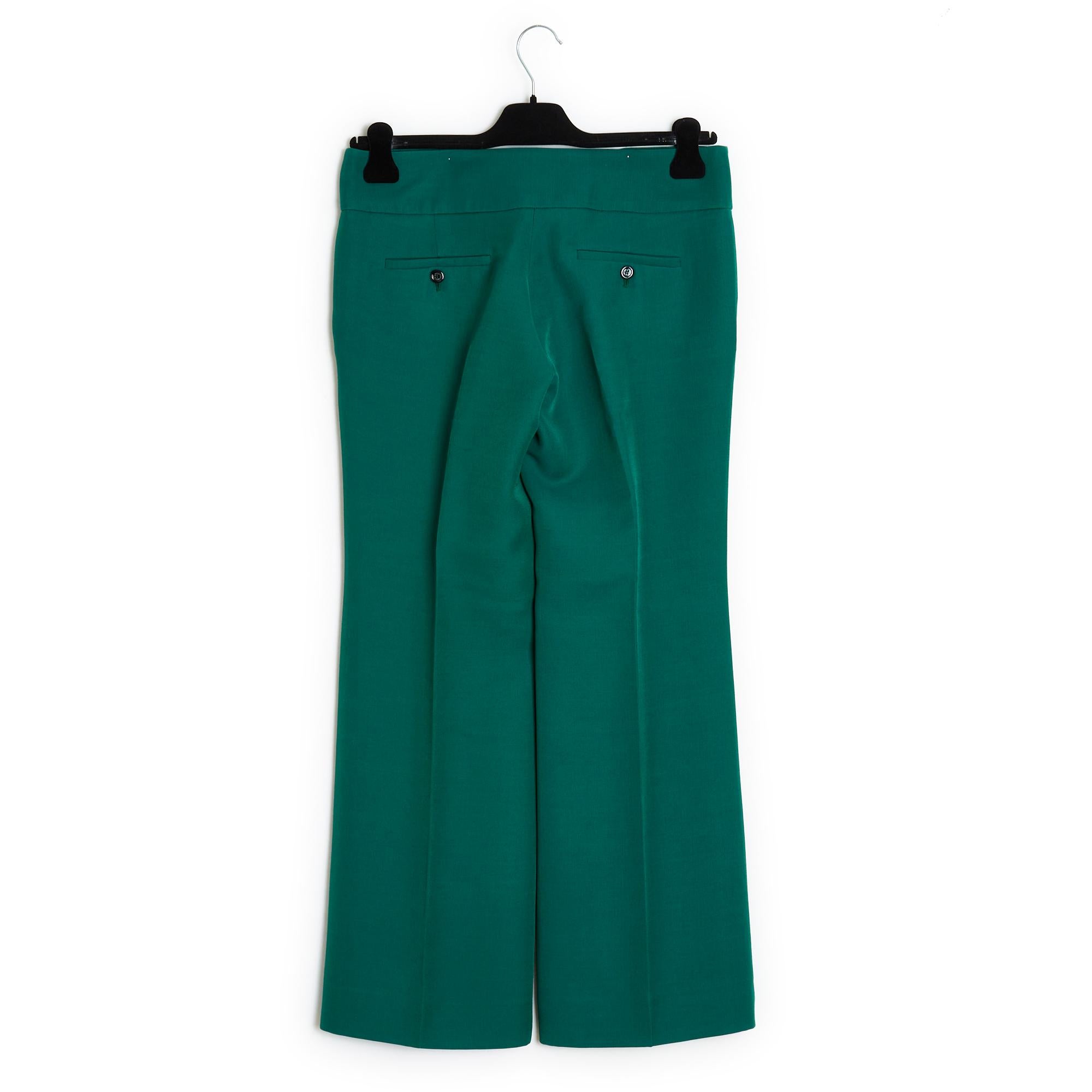 2016 Gucci Green Wool wide leg pants FR40 1