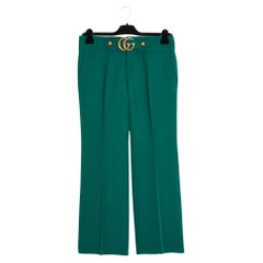 2016 Gucci Green Wool wide leg pants FR40