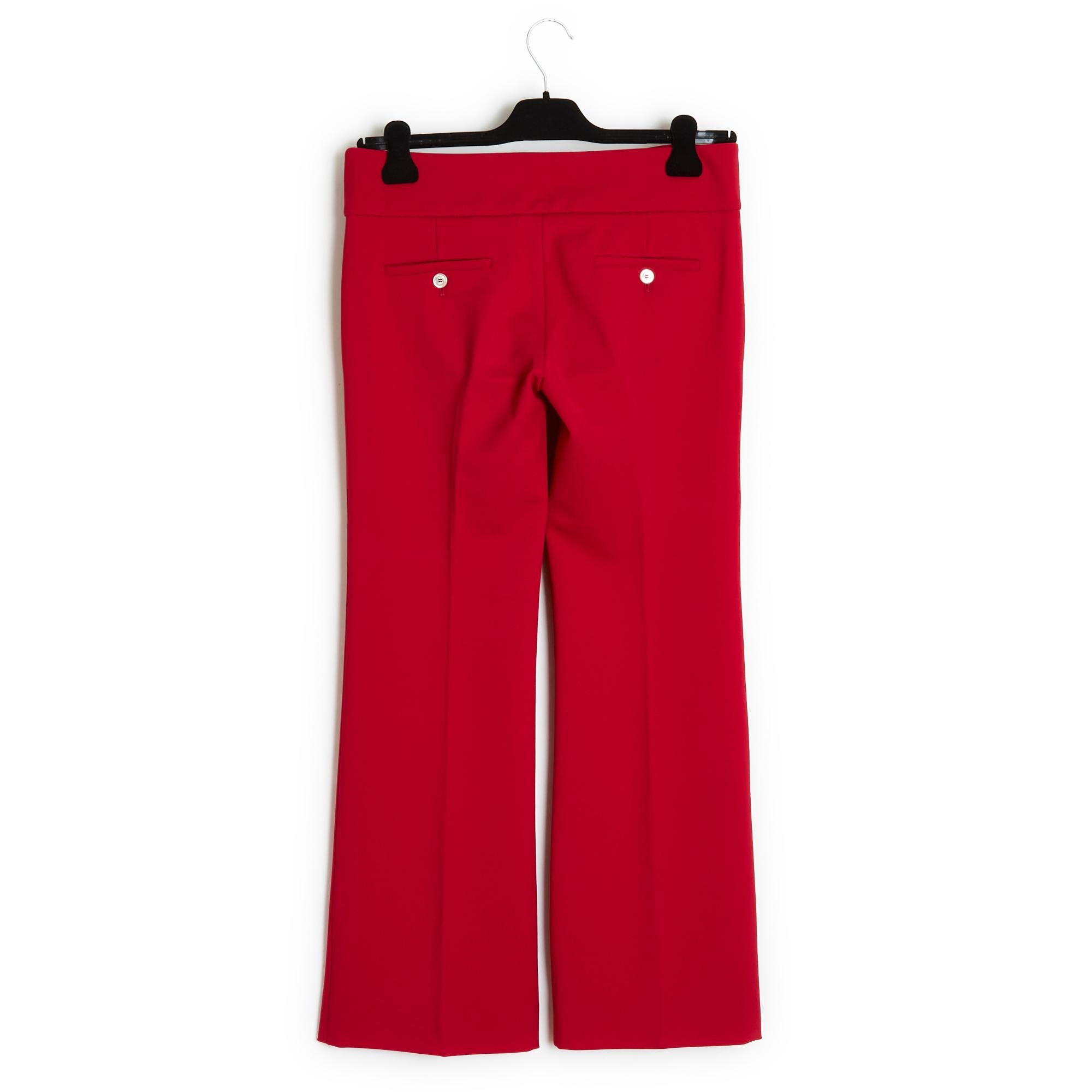 2016 Gucci Marmont Red Wool flared leg pants FR40 For Sale