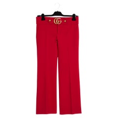 2016 Gucci Marmont Hose mit ausgestelltem Bein aus roter Wolle FR40