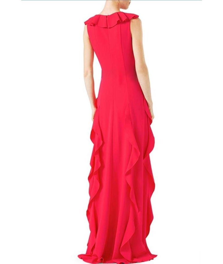 open lace back dress Gucci Pink Ruffle Silk Maxi Dress  Runway Catalog