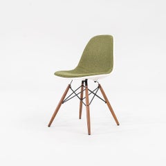 2016 Herman Miller Eames Green Upholstered DSW Side Chair with Walnut Dowel Base