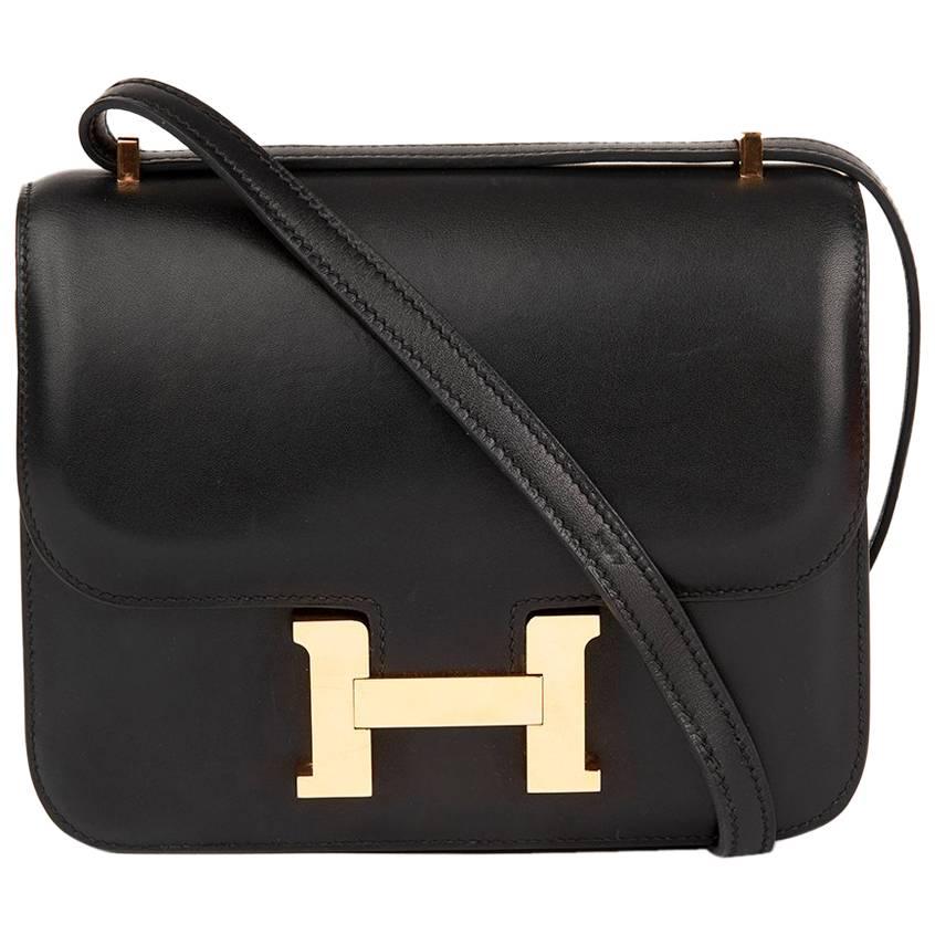 2016 Hermes Black Swift Leather Constance Mini