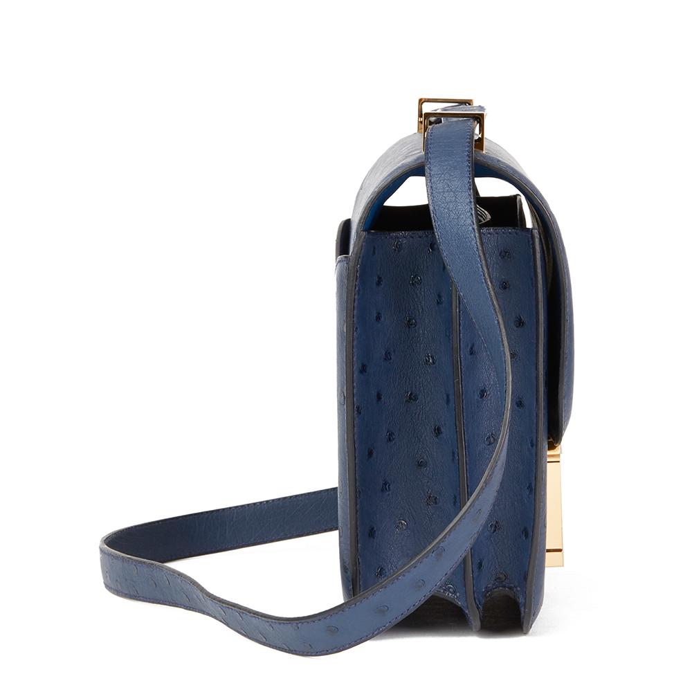 2016  Hermès Bleu de Malte Ostrich Leather Special Order Constance 24 2