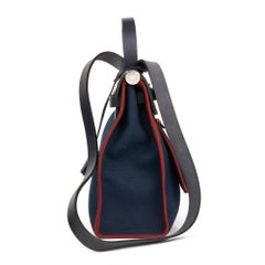 2016 Hermes Bleu Marine, Rouge H Toile Militaire & Vache Hunter Herbag Zip 31