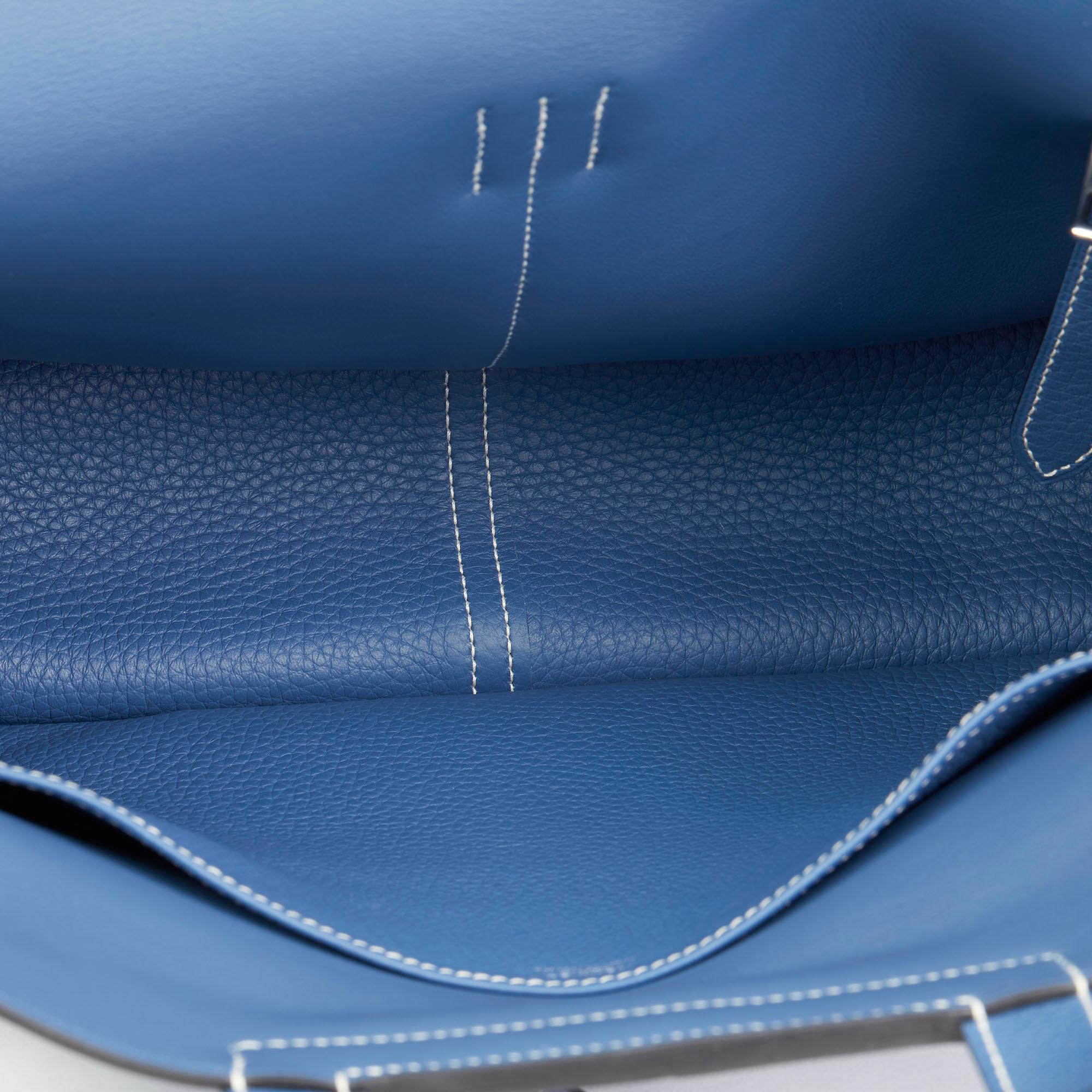 2016 Hermès Blue Agate Clemence Leather Halzan 31cm 5