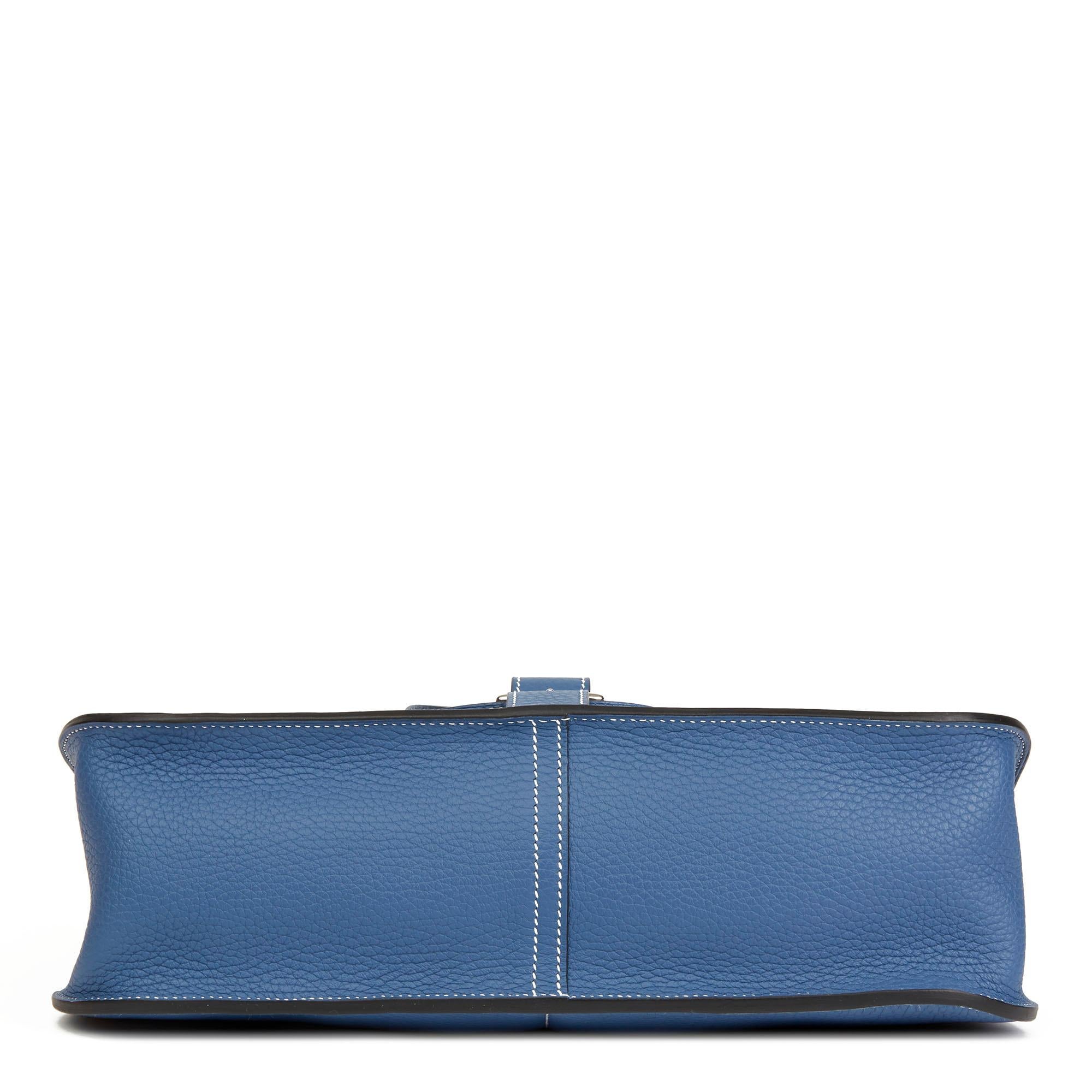 Women's 2016 Hermès Blue Agate Clemence Leather Halzan 31cm