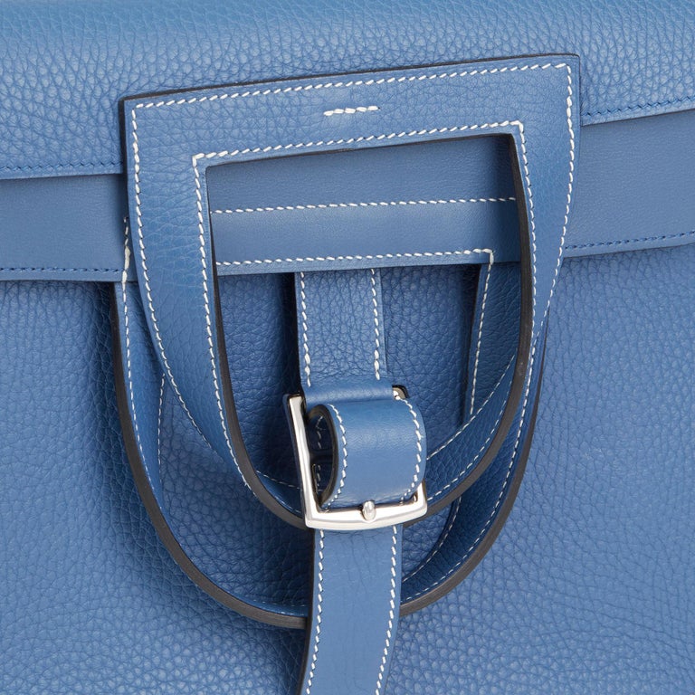 2016 Hermès Blue Agate Clemence Leather Halzan 31cm at 1stDibs