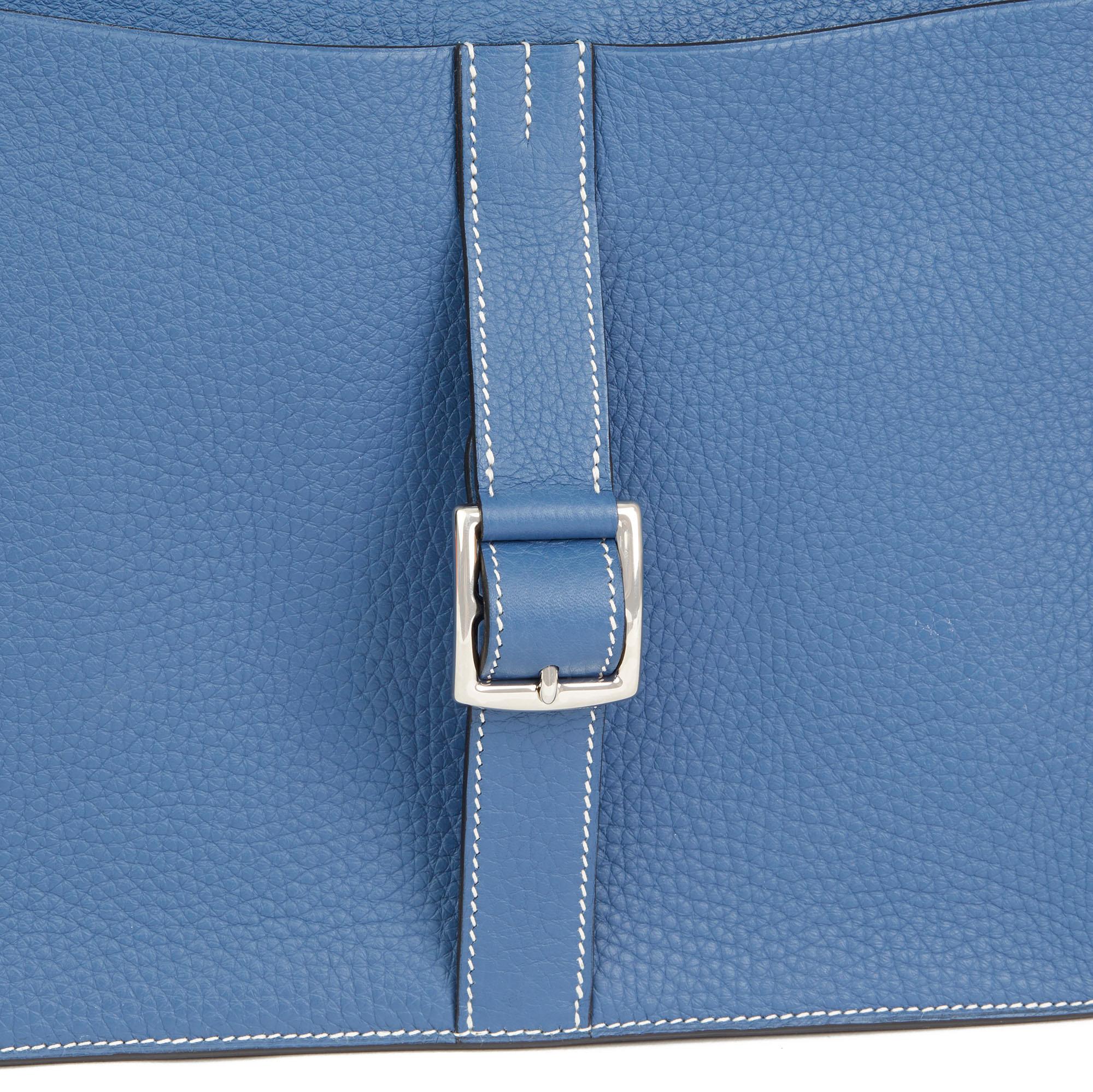 2016 Hermès Blue Agate Clemence Leather Halzan 31cm 2