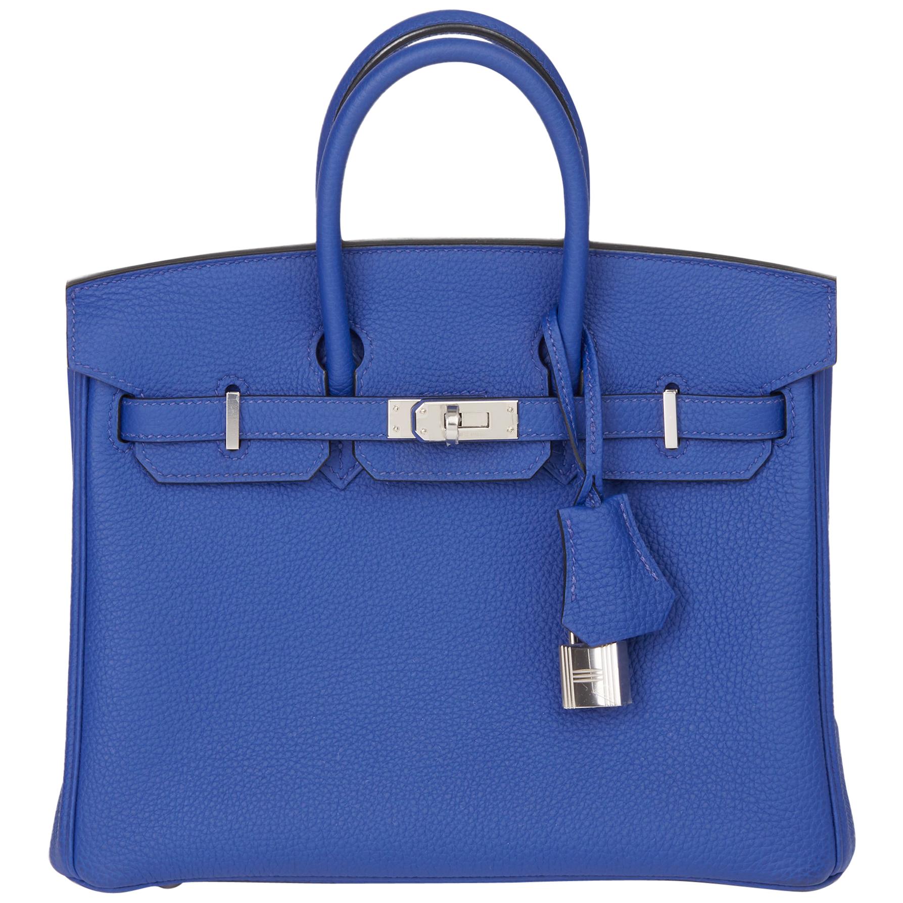 2016 Hermès Blue Electric Togo Leather Birkin 25cm
