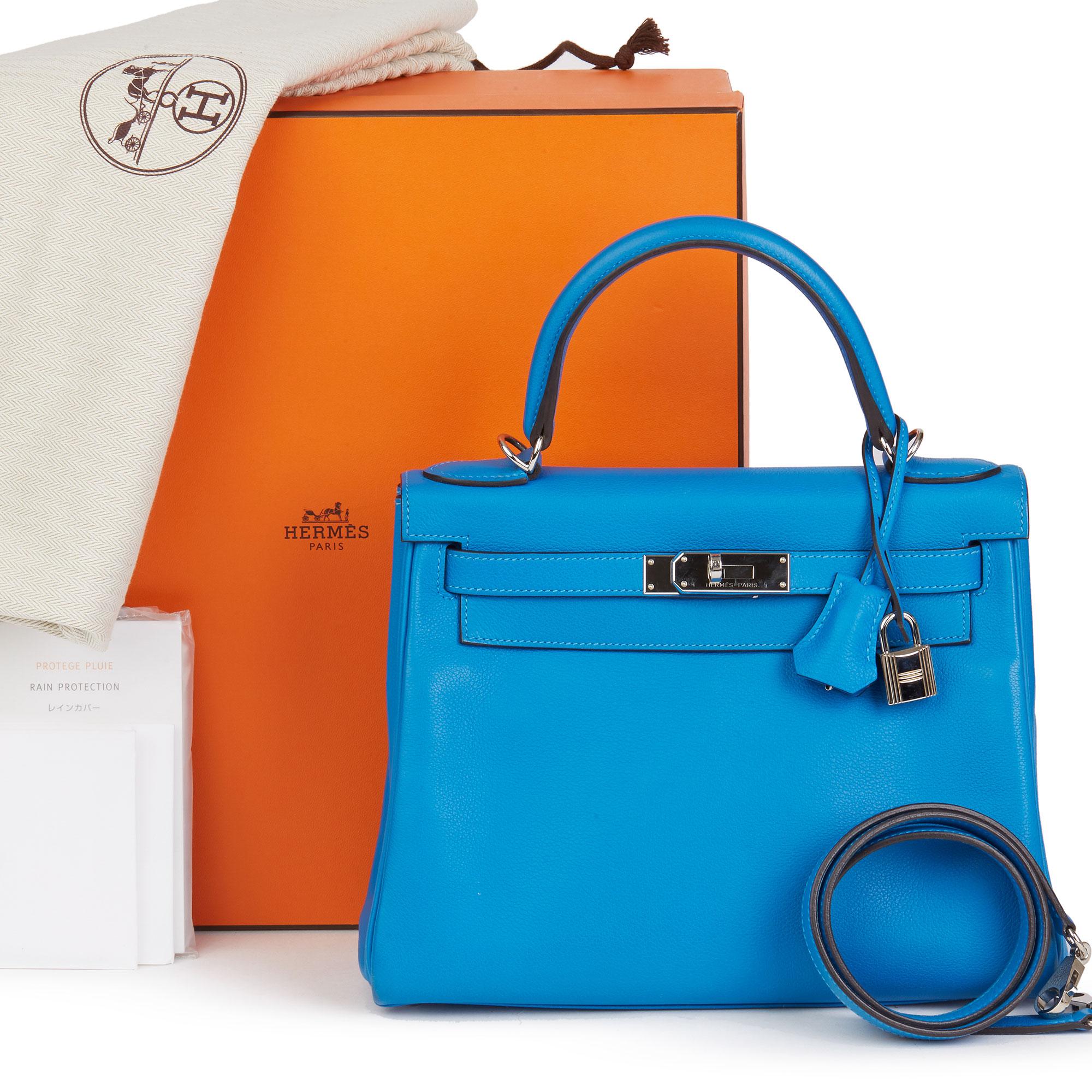 2016 Hermès Blau Hydra Evercolour Leder Kelly 28cm Retourne 7