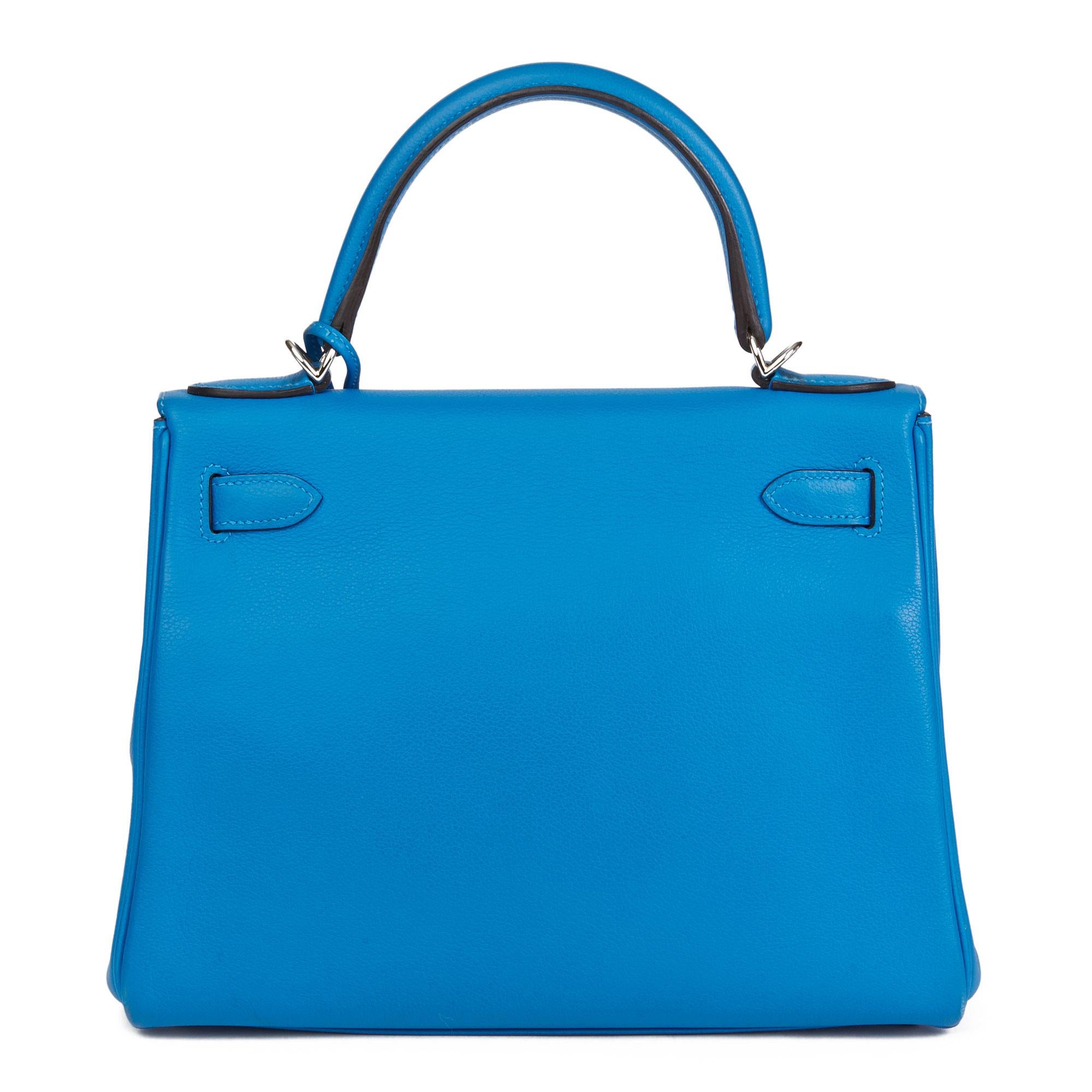 2016 Hermès Blau Hydra Evercolour Leder Kelly 28cm Retourne 1
