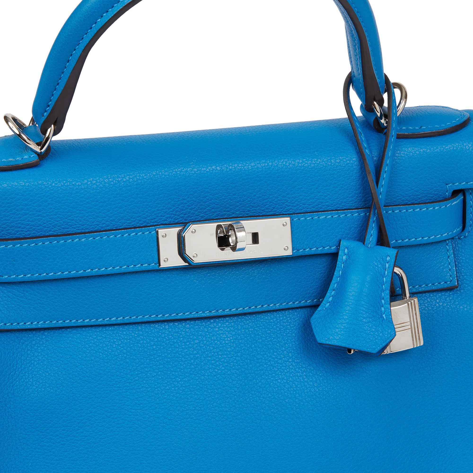 2016 Hermès Blau Hydra Evercolour Leder Kelly 28cm Retourne 3