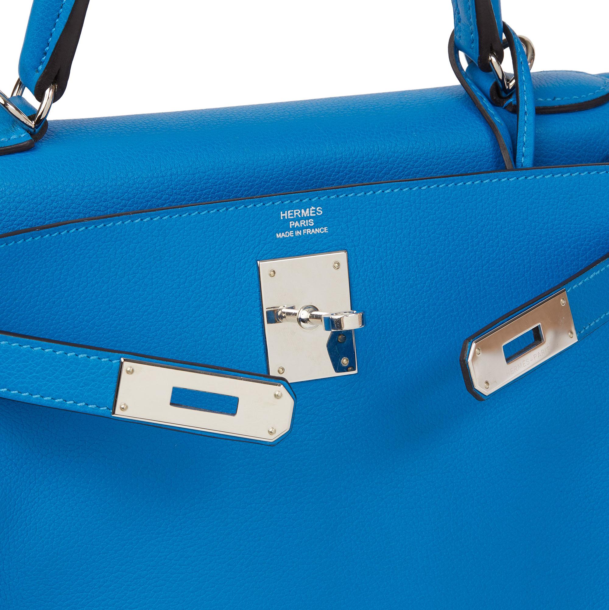 2016 Hermès Blau Hydra Evercolour Leder Kelly 28cm Retourne 4