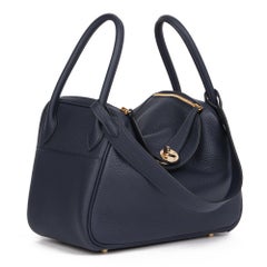 2016 Hermes Blue Nuit Clemence Leather Lindy 26cm