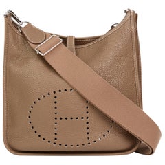 2016 Hermès Etoupe Clemence Leather Evelyne III PM