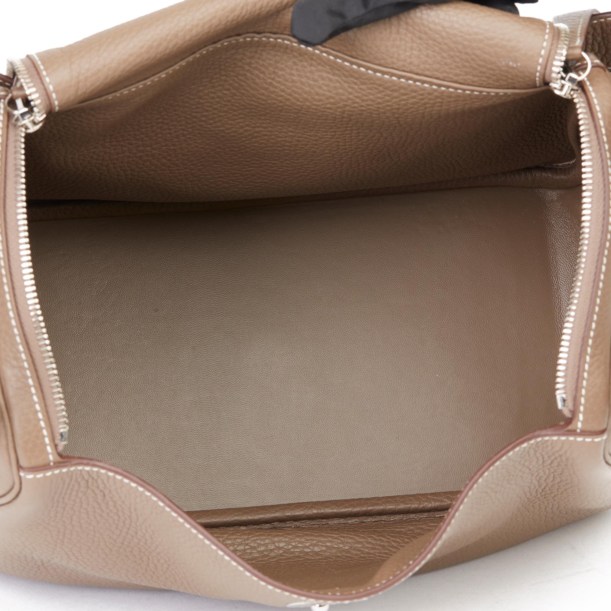 2016 Hermès Etoupe Clemence Leather Lindy 30cm 6