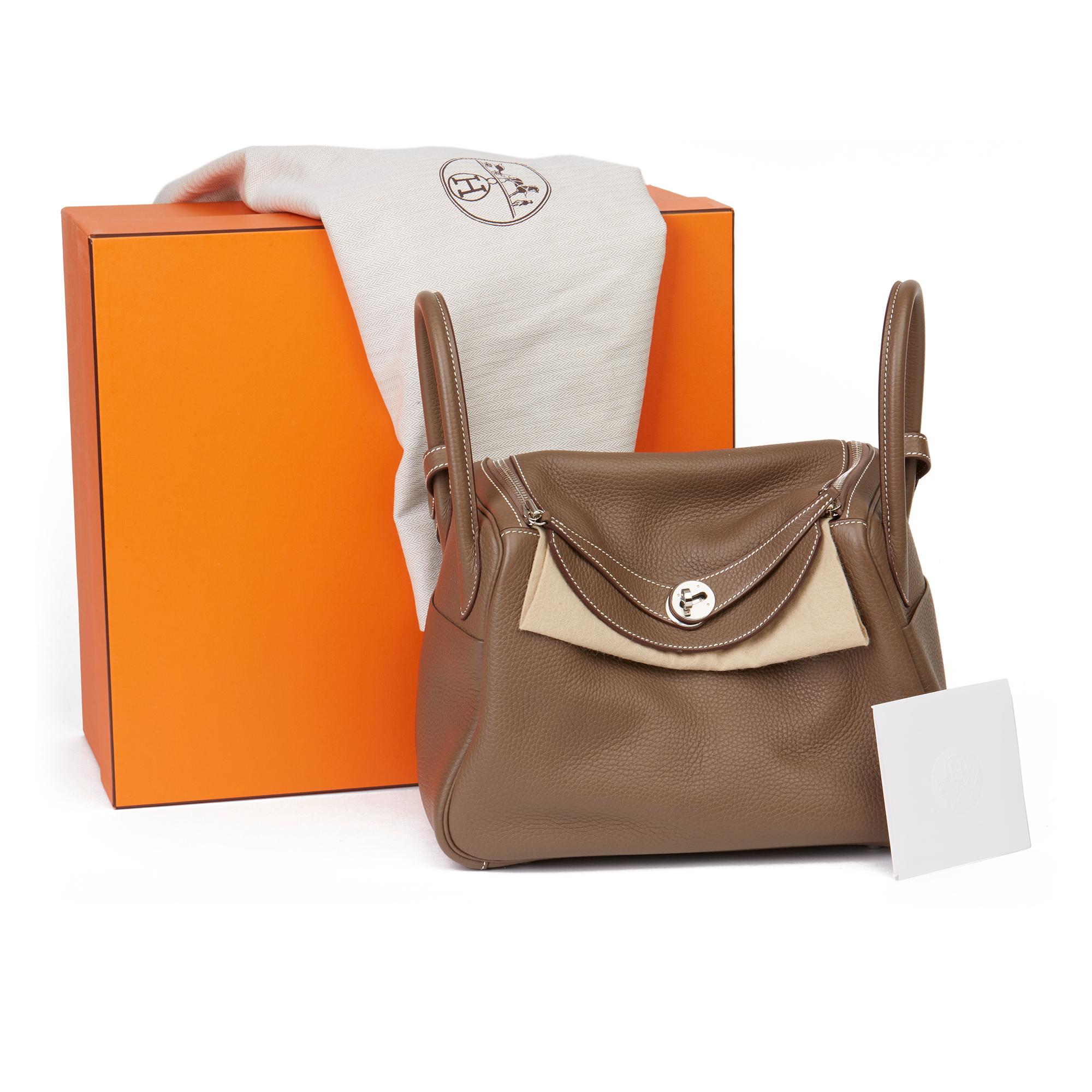 2016 Hermès Etoupe Clemence Leather Lindy 30cm 7