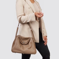 2016 Hermès Etoupe Clemence Lindy en cuir 30cm