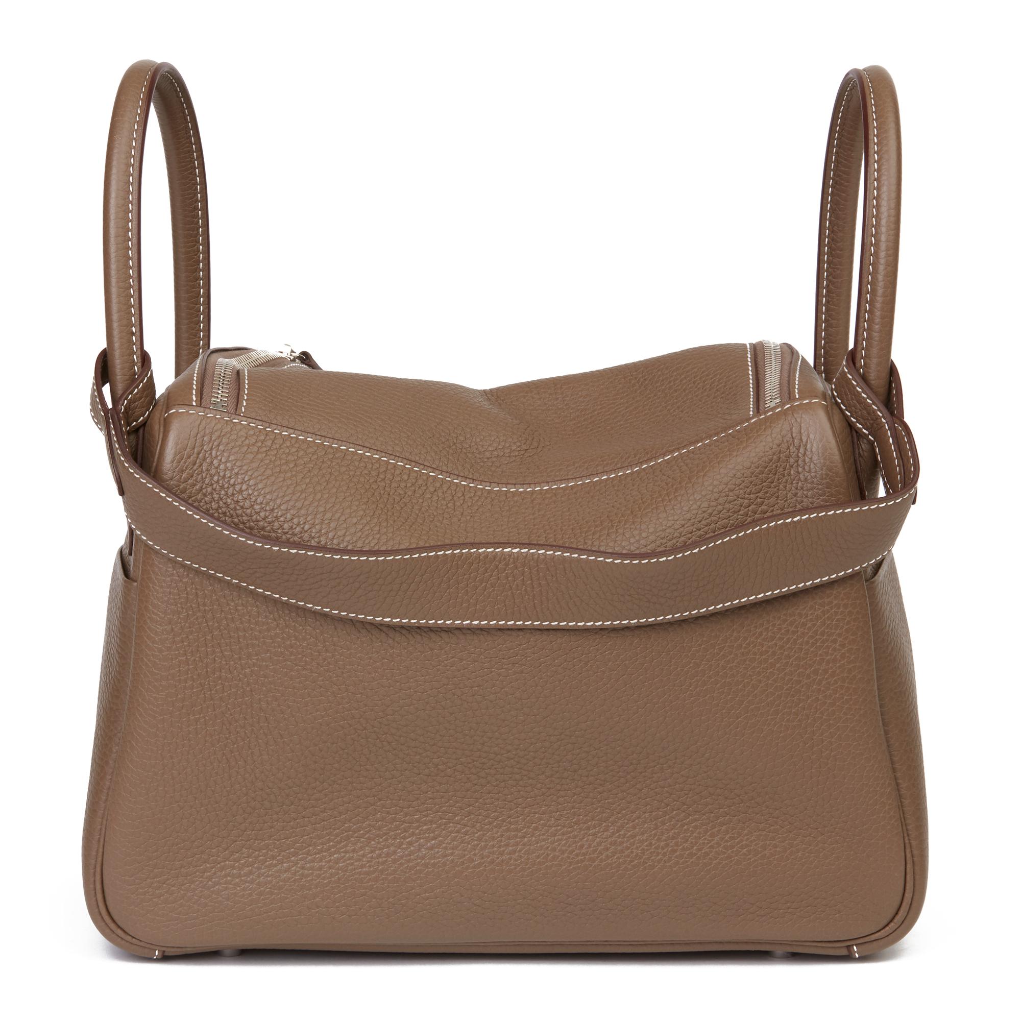 Women's 2016 Hermès Etoupe Clemence Leather Lindy 30cm