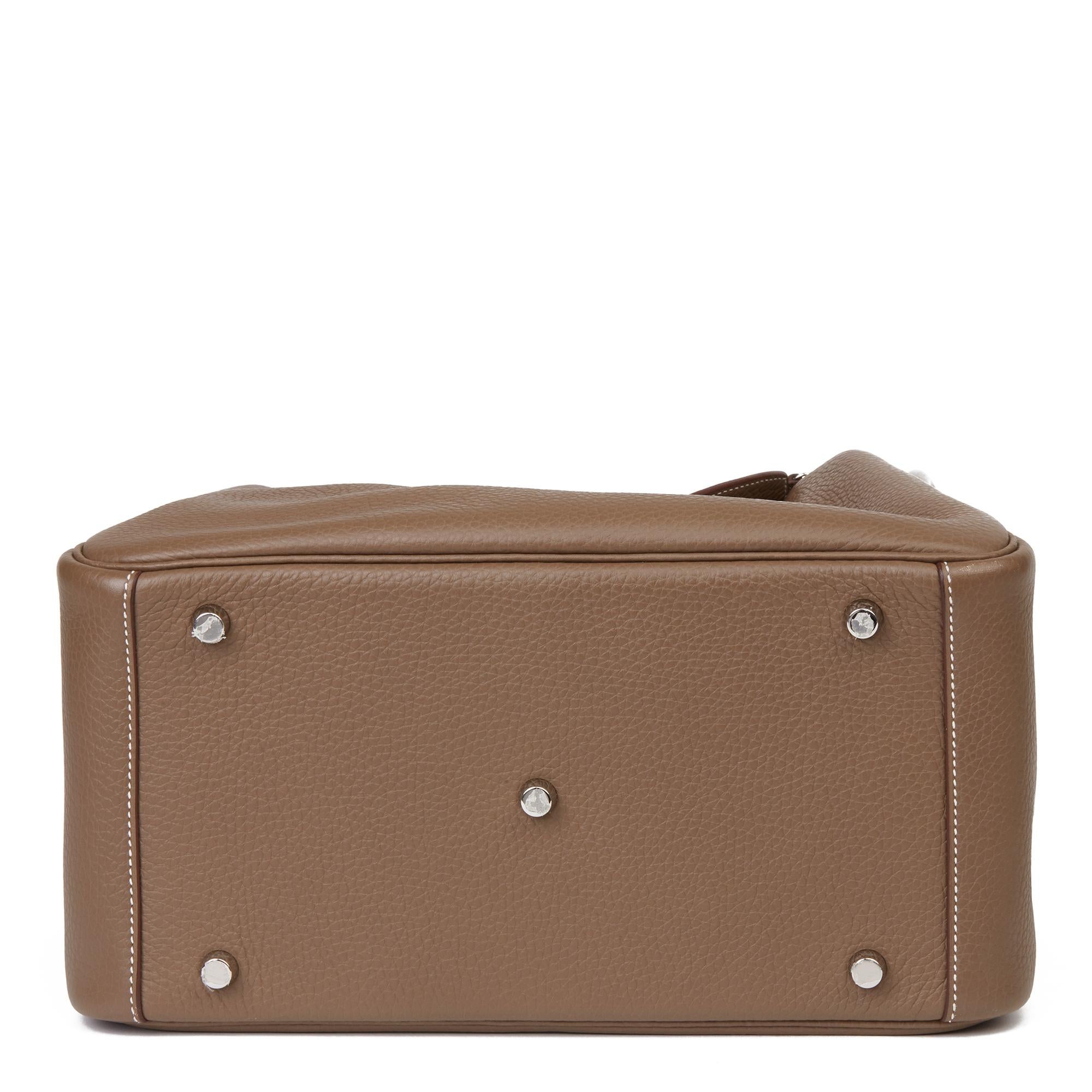 2016 Hermès Etoupe Clemence Leather Lindy 30cm 1