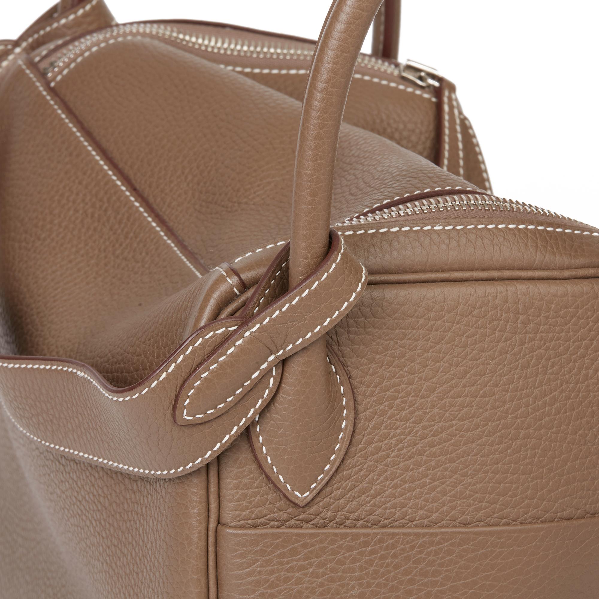 2016 Hermès Etoupe Clemence Leather Lindy 30cm 3