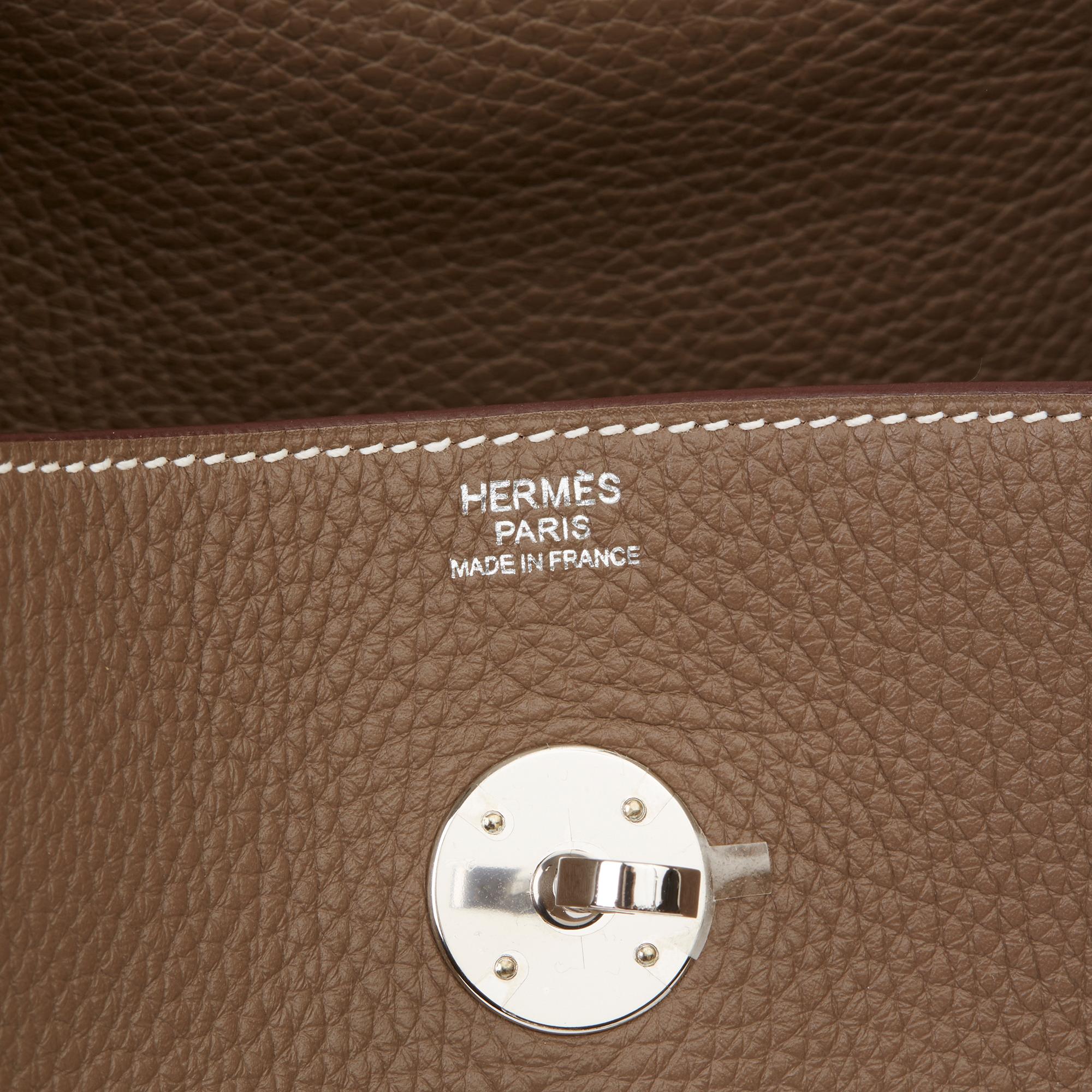 2016 Hermès Etoupe Clemence Leather Lindy 30cm 4