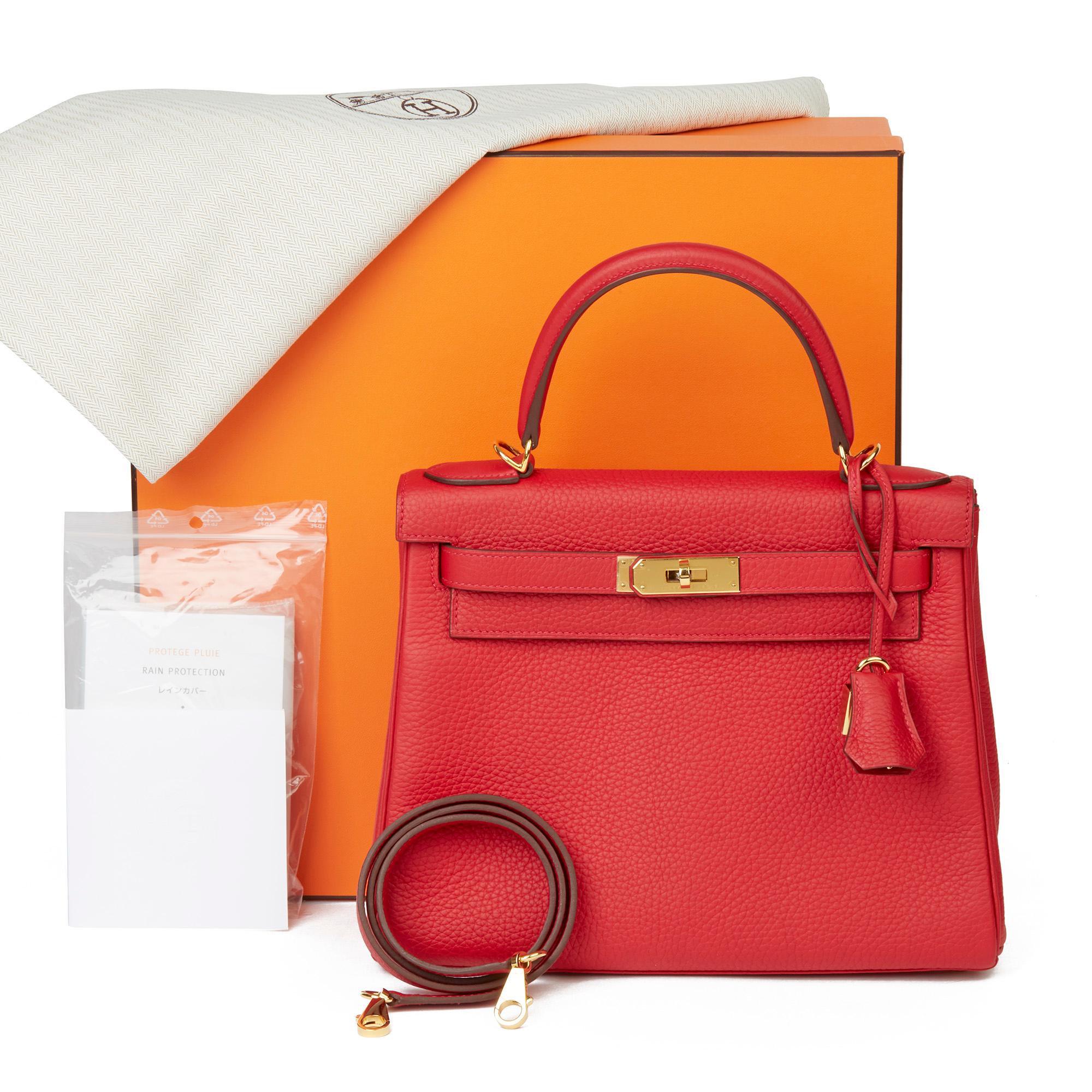 2016 Hermès Rouge Casaque Clemence Leather Kelly 28cm Retourne 6