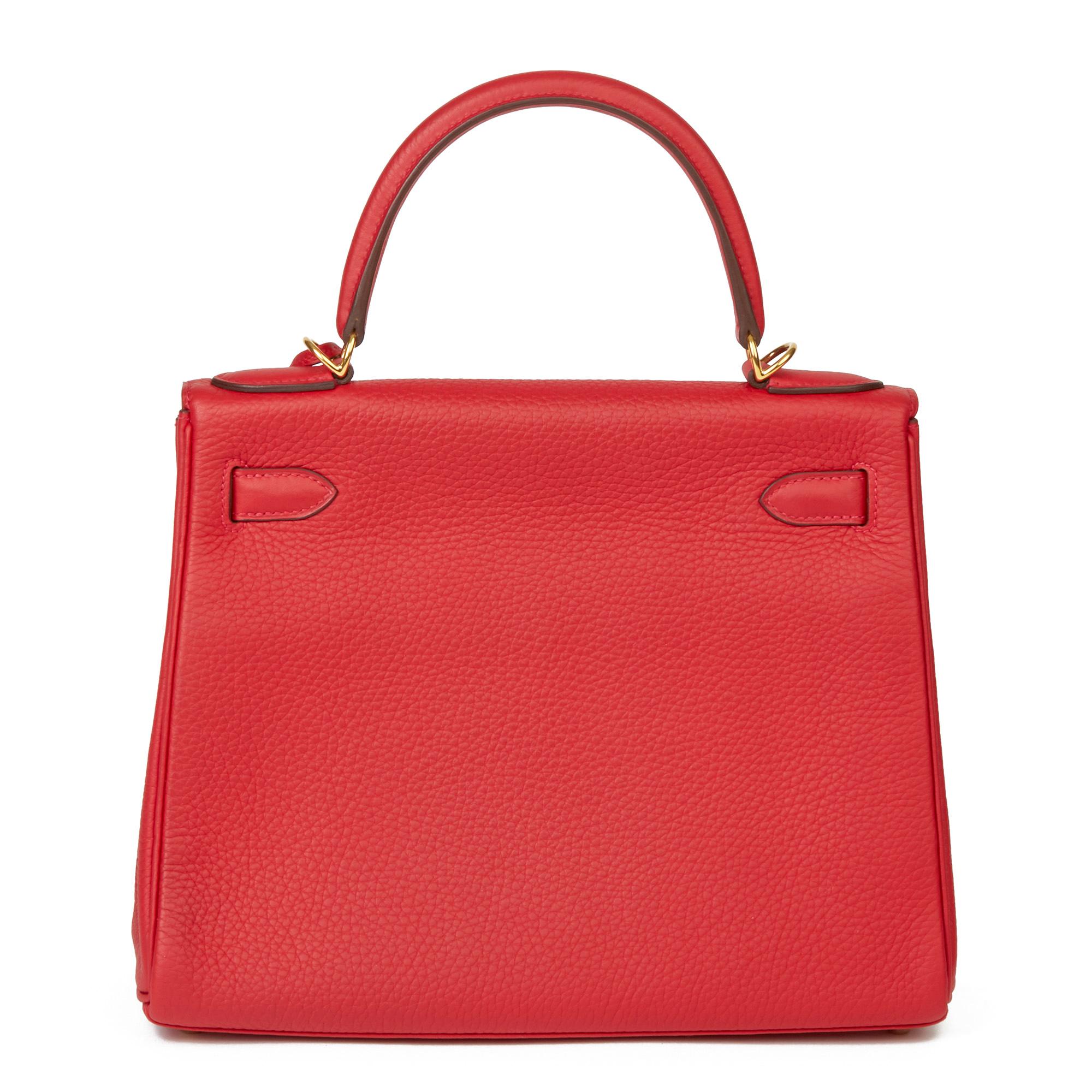 Women's 2016 Hermès Rouge Casaque Clemence Leather Kelly 28cm Retourne